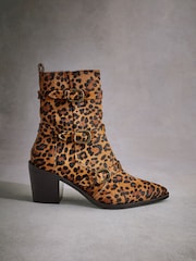 Leopard Tabitha Simmons Buckle Jenna Leather Ankle Boots - Image 7 of 10