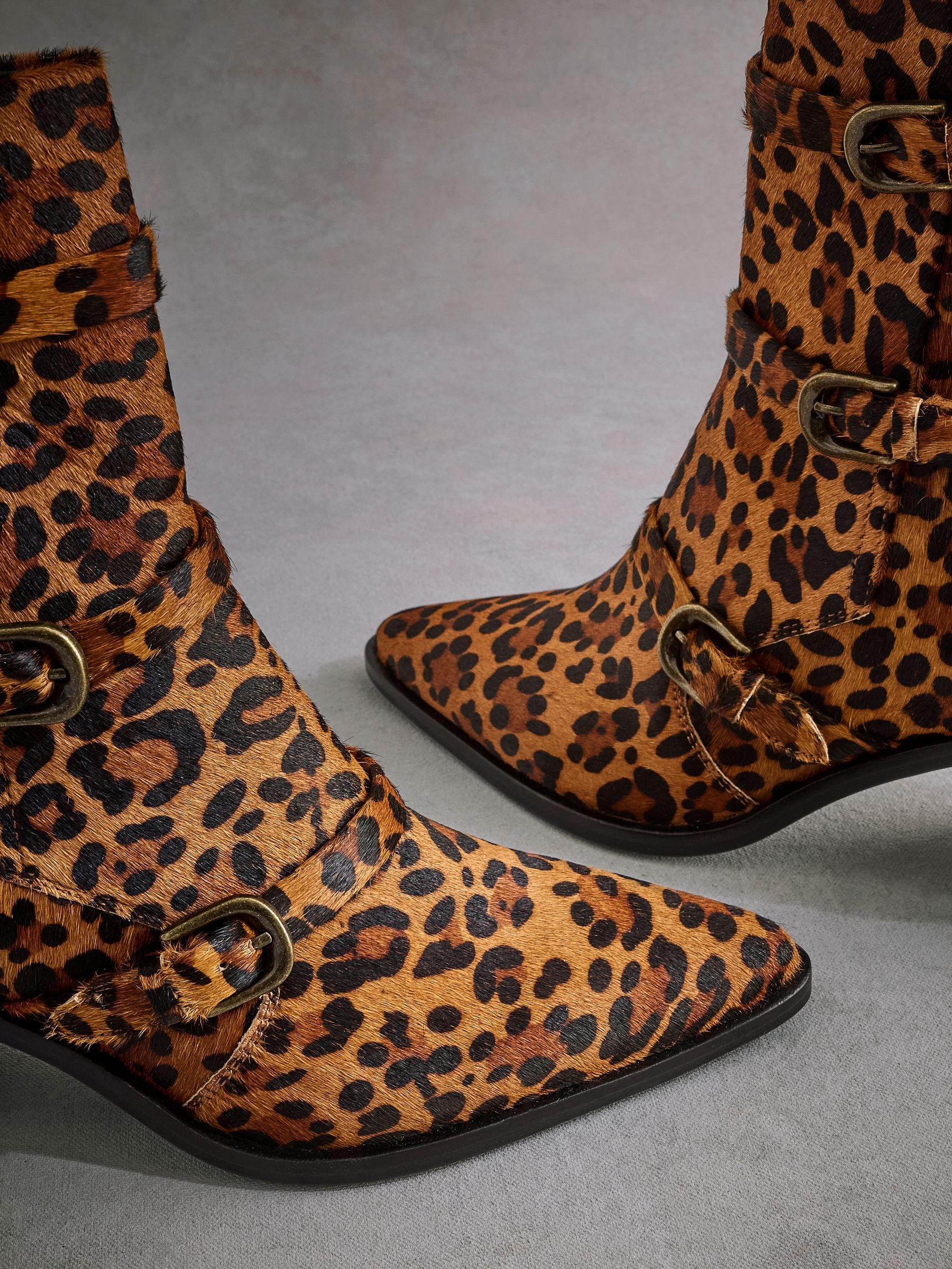 Leopard Tabitha Simmons Buckle Jenna Leather Ankle Boots