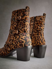 Leopard Tabitha Simmons Buckle Jenna Leather Ankle Boots - Image 9 of 10