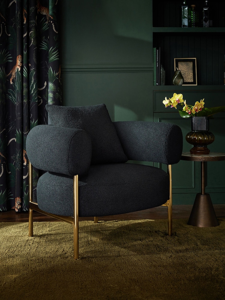 Soft Cosy Boucle Black Aleia Accent Chair - Image 1 of 10