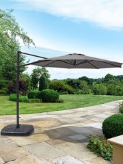 Kettler Grey Taupe 3M Free Arm Garden Parasol Canopy With Base - Image 1 of 3
