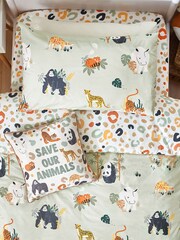 Little Furn Multi & Green Wildlife Animal Duvet Cover Set - Image 3 of 4