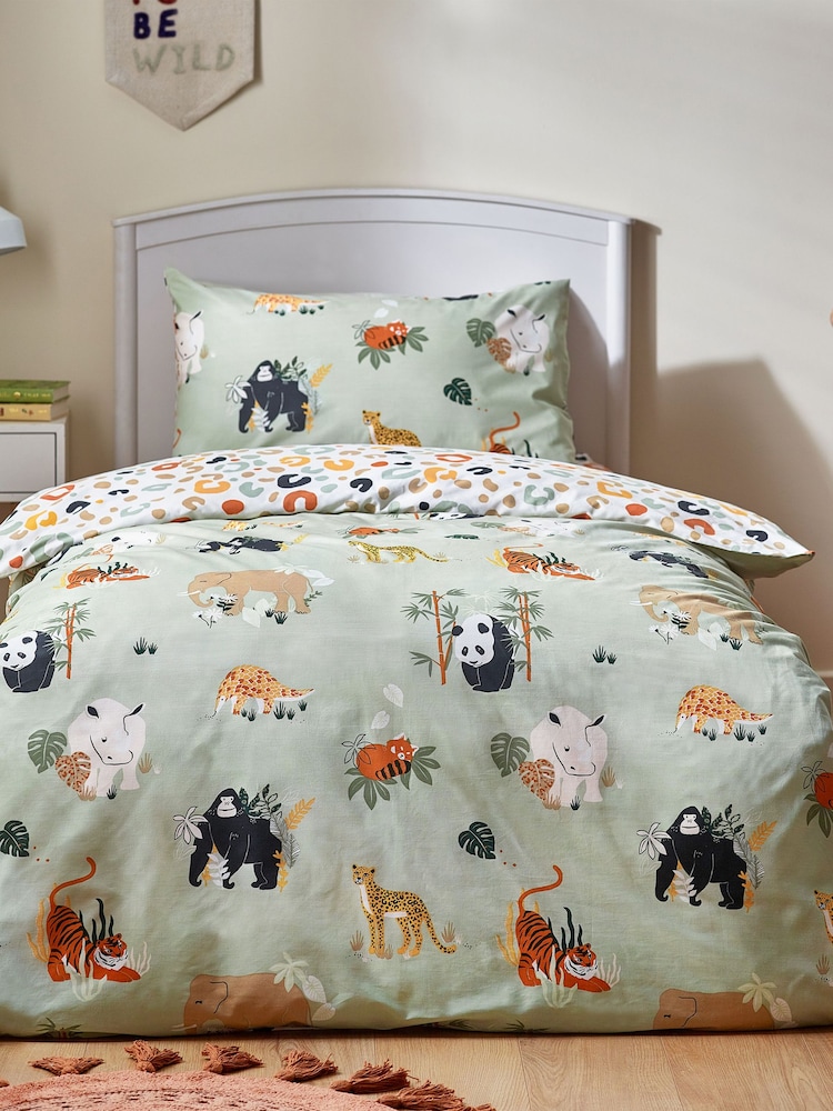 Little Furn Multi & Green Wildlife Animal Duvet Cover Set - Image 4 of 4