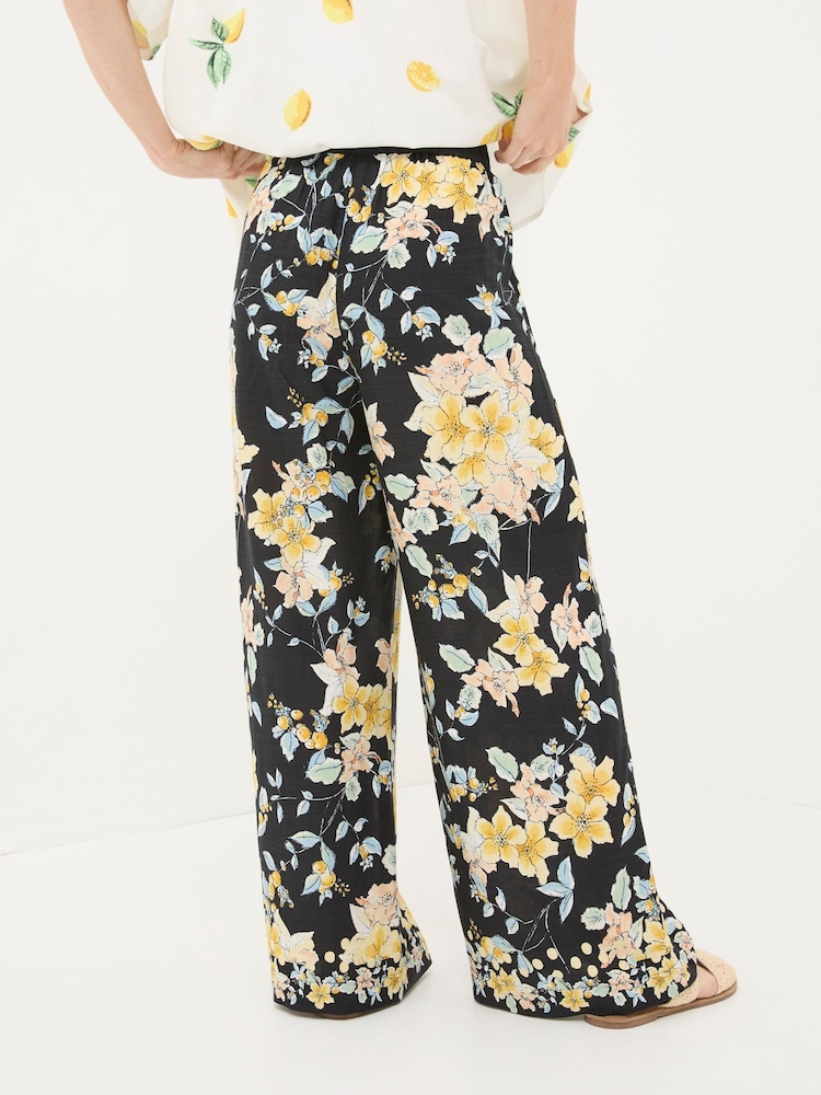 FatFace Jenna Black Citrus Floral Trousers - Image 2 of 6