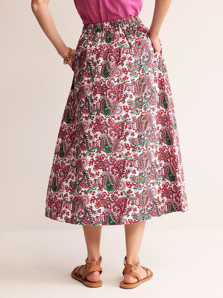 Boden Pink Florence Linen Midi Skirt - Image 2 of 5