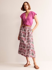 Boden Pink Florence Linen Midi Skirt - Image 3 of 5