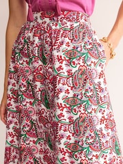 Boden Pink Florence Linen Midi Skirt - Image 4 of 5