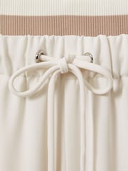 Reiss Cream Fleur Waistband Detail Wide Leg Trousers - Image 6 of 6