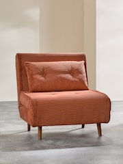 MADE.COM Nutmeg Orange Corduroy Haru Single 1 Seater Sofa Bed - Image 2 of 6