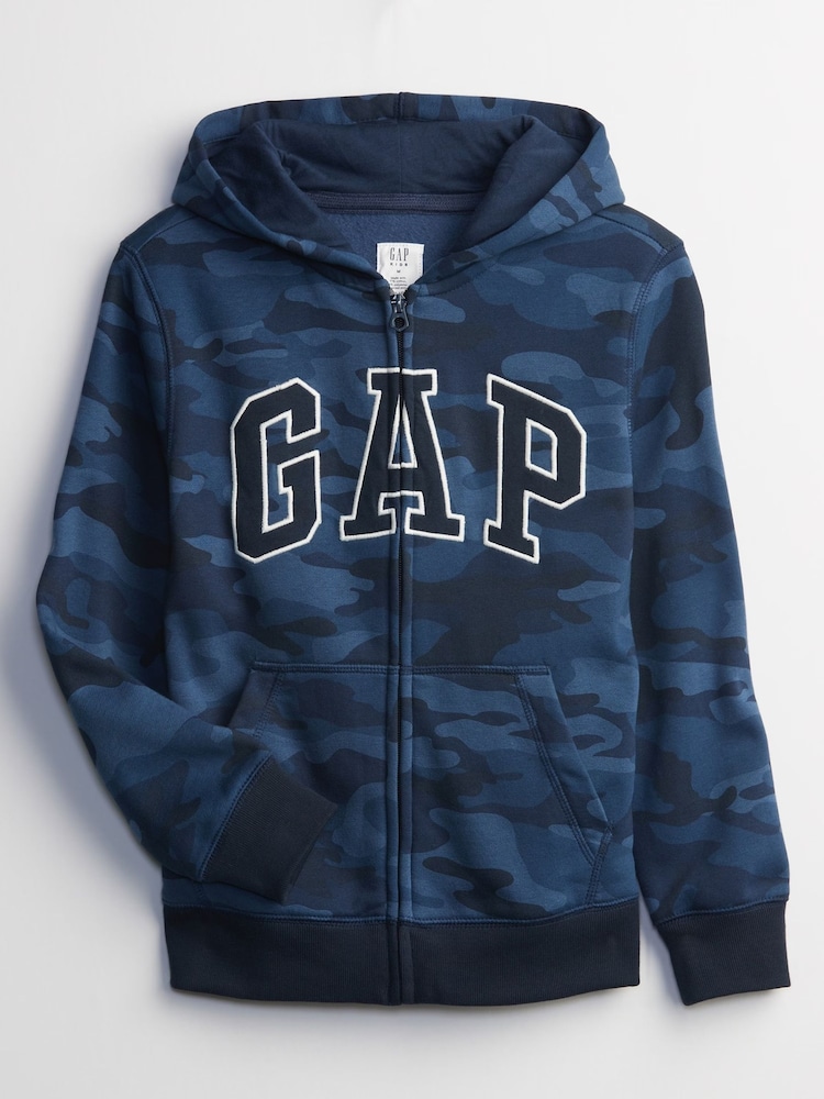 Gap Blue Camoflauge Zip Up Vintage Logo Hoodie (4-13yrs) - Image 1 of 1