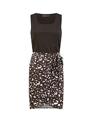 Mela Black Jersey Stretch Top And Woven Skirt Wrap Dress - Image 4 of 4