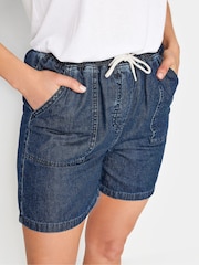 Long Tall Sally Blue Patch Pocket Denim 100% Cotton Shorts - Image 4 of 5