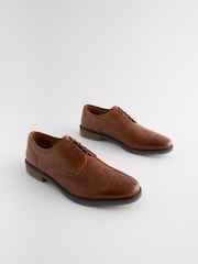 Tan Brown Leather Brogues with Contrast Sole - Image 1 of 6