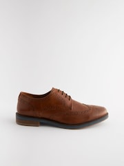 Tan Brown Leather Brogues with Contrast Sole - Image 2 of 6