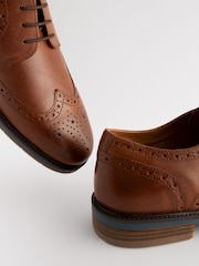 Tan Brown Leather Brogues with Contrast Sole - Image 3 of 6