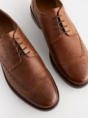 Tan Brown Leather Brogues with Contrast Sole - Image 5 of 6
