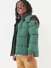 FatFace Milo Green Hooded Padded Jacket - Image 1 of 6