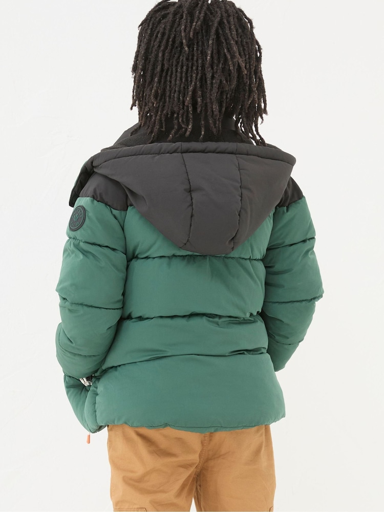FatFace Milo Green Hooded Padded Jacket - Image 2 of 6