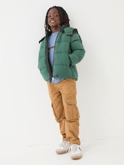 FatFace Milo Green Hooded Padded Jacket - Image 3 of 6