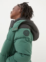 FatFace Milo Green Hooded Padded Jacket - Image 4 of 6