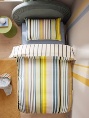 Green/Blue Multi Stripe Duvet Cover and Pillowcase Set - Image 3 of 11