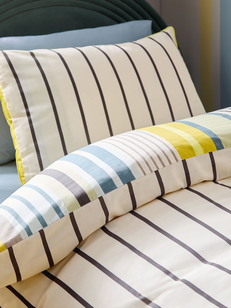 Green/Blue Multi Stripe Duvet Cover and Pillowcase Set - Image 6 of 11