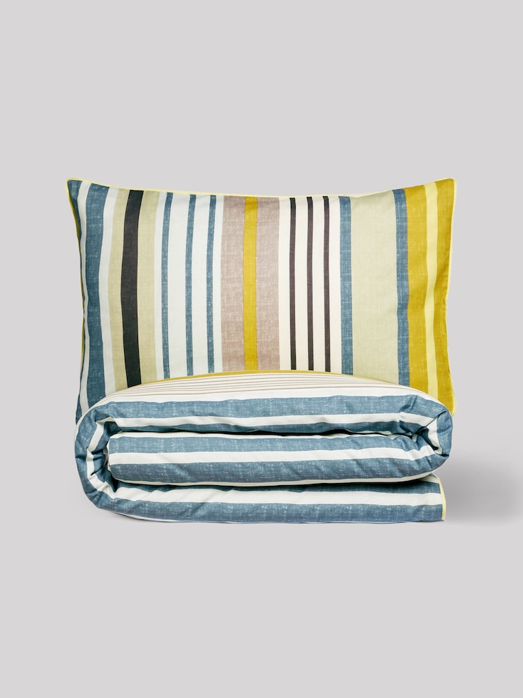 Green/Blue Multi Stripe Duvet Cover and Pillowcase Set - Image 8 of 11