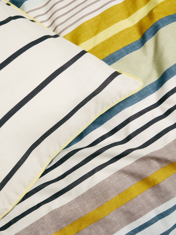 Green/Blue Multi Stripe Duvet Cover and Pillowcase Set - Image 9 of 11