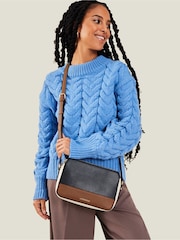 Accessorize Blue Suedette Classic Cross-Body Bag - Image 1 of 4
