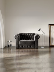 Jay-Be Luxe Velvet Steel Grey Chesterfield Snuggle Sofa Bed - Image 1 of 6