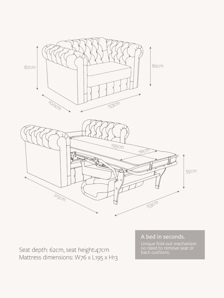Jay-Be Luxe Velvet Steel Grey Chesterfield Snuggle Sofa Bed - Image 6 of 6