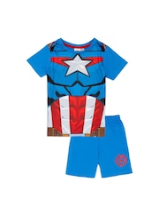 Vanilla Underground Blue Boys 100% Cotton Captain America Short Pyjamas - Image 1 of 7