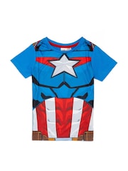 Vanilla Underground Blue Boys 100% Cotton Captain America Short Pyjamas - Image 2 of 7