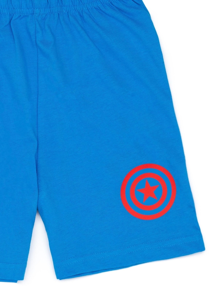 Vanilla Underground Blue Boys 100% Cotton Captain America Short Pyjamas - Image 6 of 6