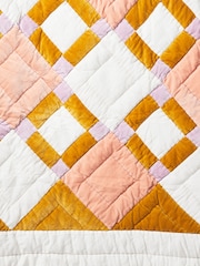 Oliver Bonas Pink Elio Patchwork Velvet Bedspread - Image 5 of 5