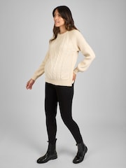 JoJo Maman Bébé Cream Maternity And Nursing Cable Side Button Jumper - Image 3 of 4