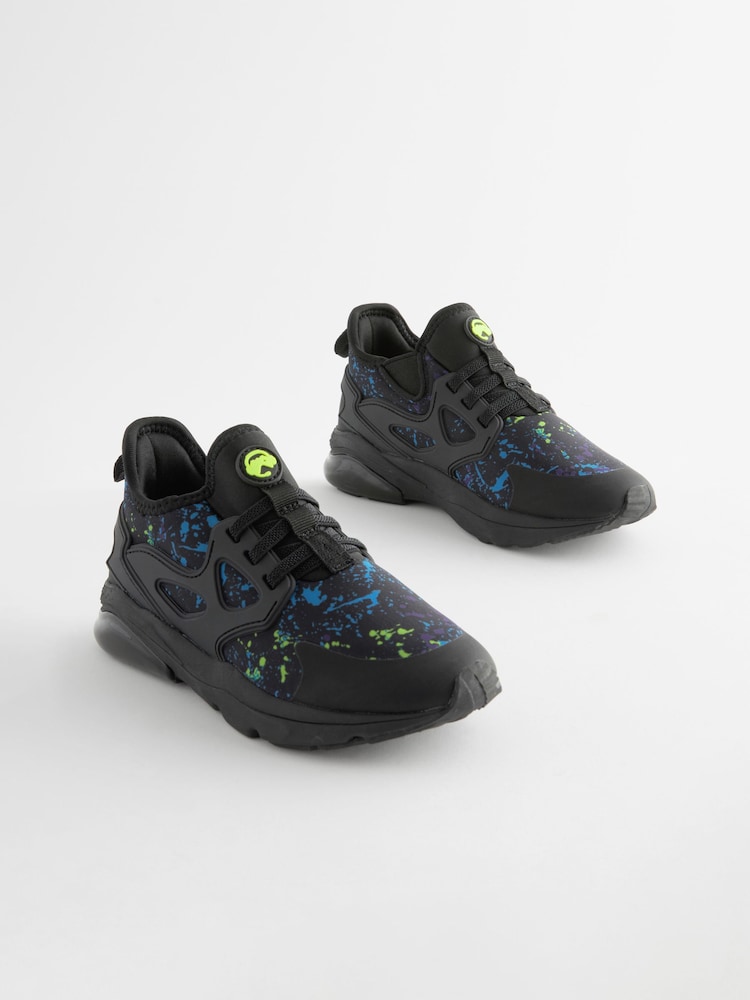 Black Splat Elastic Lace Trainers - Image 1 of 6