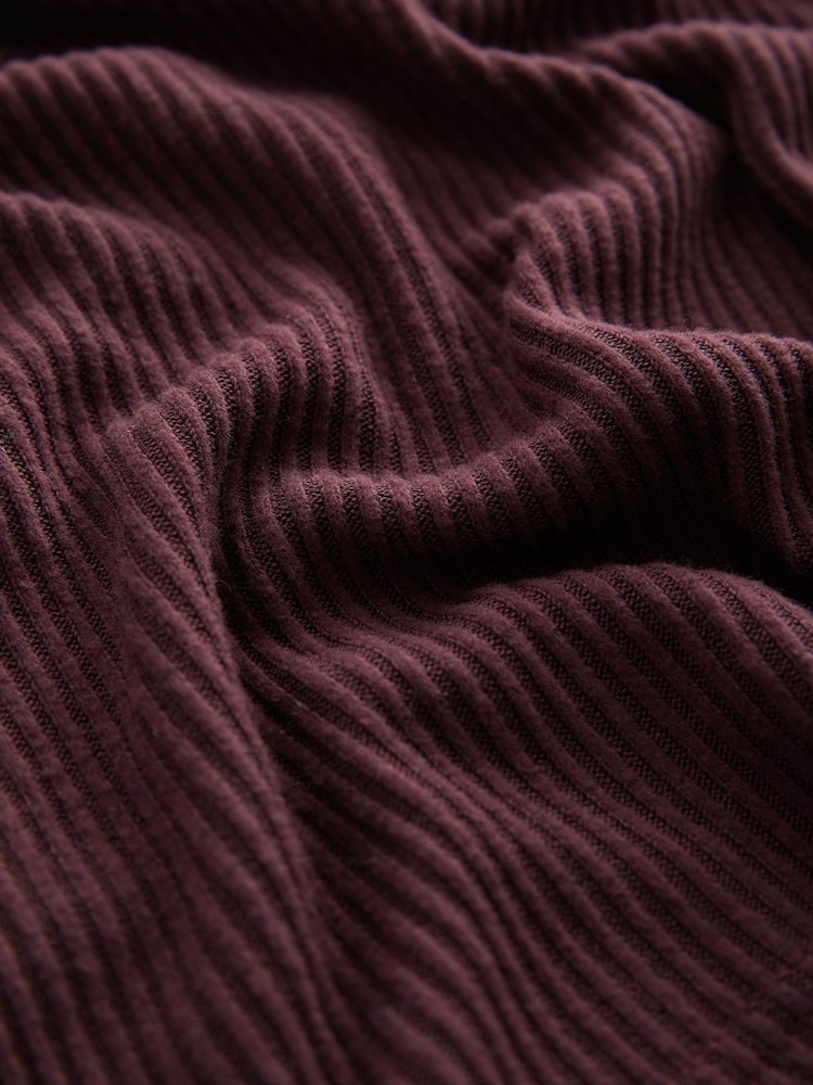 Burgundy Red Ribbed Long Sleeve Bardot Top - Image 7 of 7