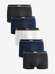 BOSS Blue Logo Waistband Stretch Cotton Trunks 5 Pack - Image 1 of 6