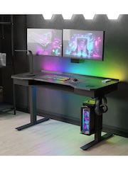 Koble Black Cyclone Carbon Fibre Height Adjustable Gaming Desk - Image 1 of 6