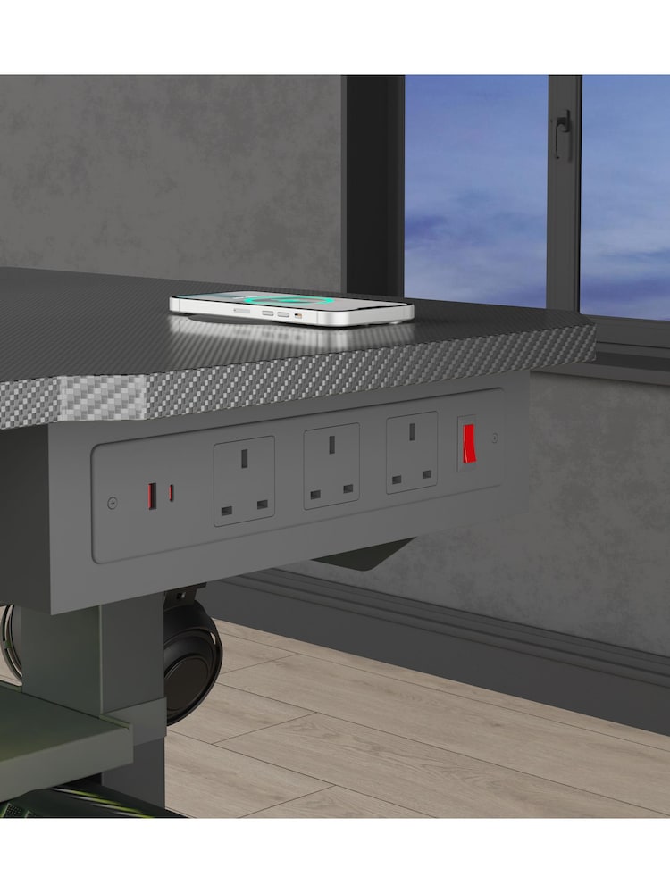 Koble Black Cyclone Carbon Fibre Height Adjustable Gaming Desk - Image 6 of 6