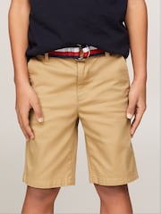 Tommy Hilfiger Cream Woven Belted Shorts - Image 1 of 6