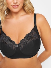 Yours Curve Black Soft Cotton Lace Trim Bra 2 Pack - Image 4 of 5