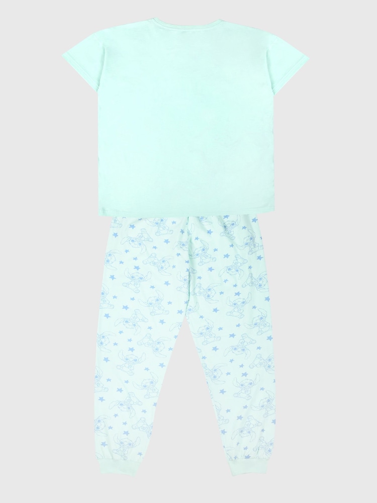 Brand Threads Blue Ladies 100% Cotton Disney Stitch Pyjama Set - Image 2 of 5