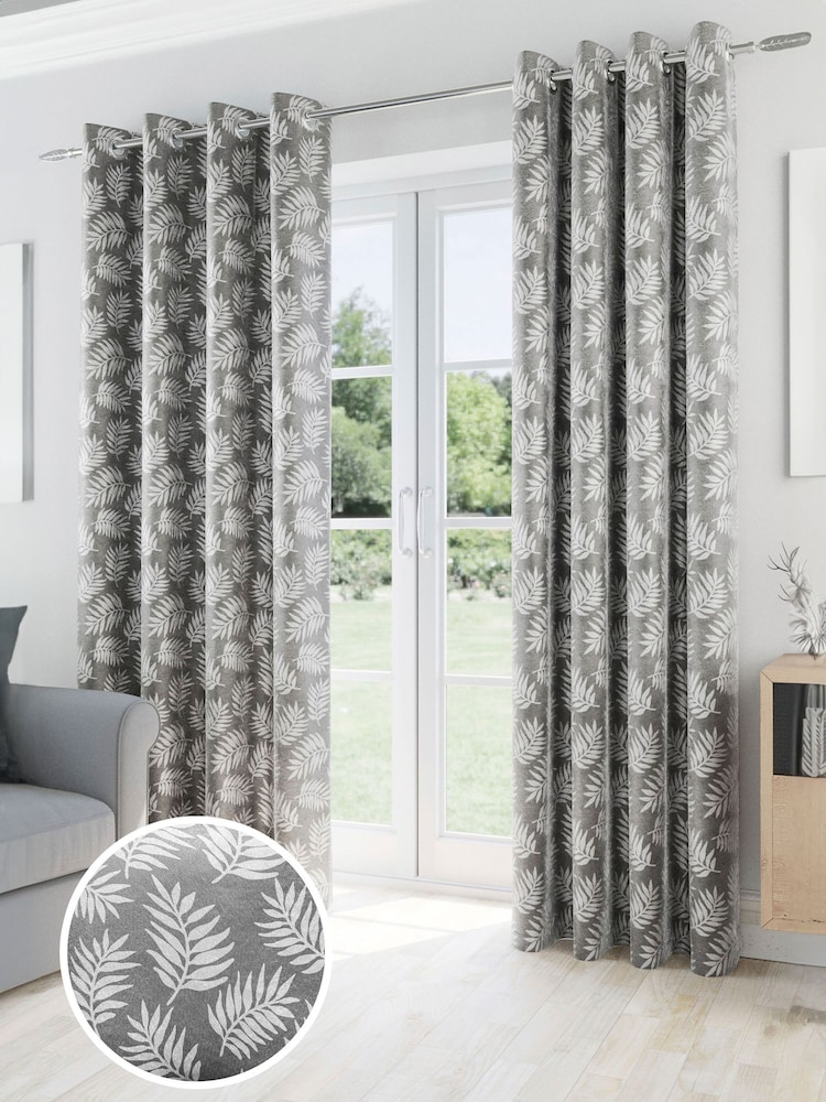 Enhanced Living Grey Thermal Room Darkening Oakland Readymade Curtains - Image 1 of 3