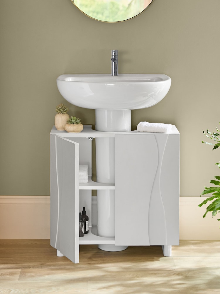 White Wave Under Sink Storage Cabinet - Image 2 of 9