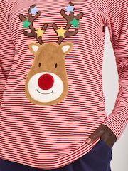 JoJo Maman Bébé Red Womens Reindeer Pyjamas Set - Image 4 of 4