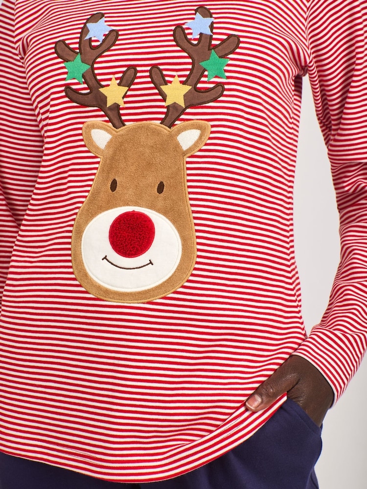 JoJo Maman Bébé Red Womens Reindeer Pyjamas Set - Image 4 of 4