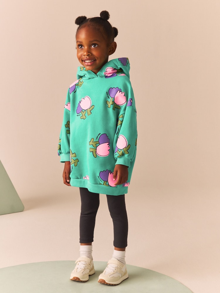 Green Hooded Sweat Dress (3mths-7yrs) - Image 1 of 7