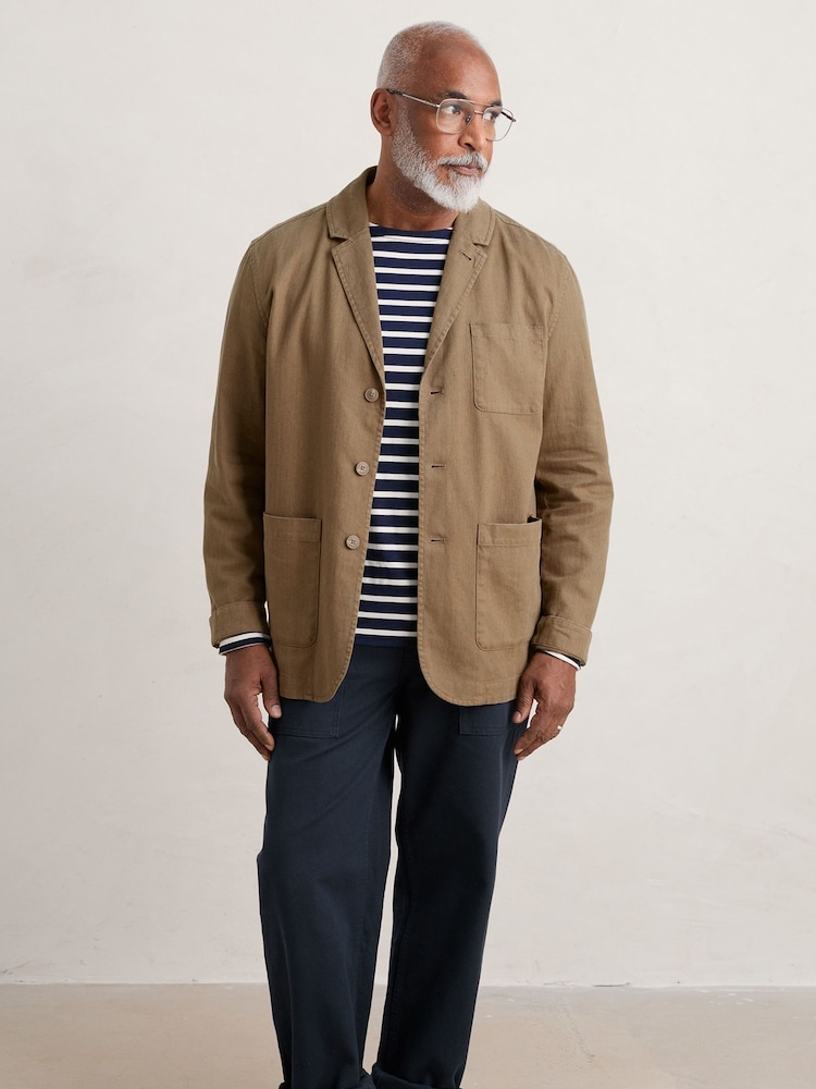 Seasalt Cornwall Brown Linen Blend Mens Tollgate Jacket - Image 1 of 5